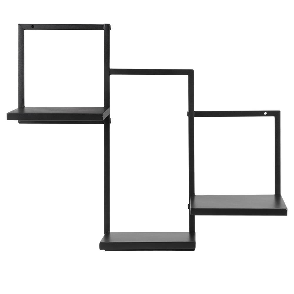 Raft de perete cu 3 polite din MDF si cadru metalic, 58x21x50 cm, negru - imagine 2