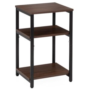 Noptiera cu 3 rafturi din PAL si cadru metalic, 35x31x59 cm, maro inchis