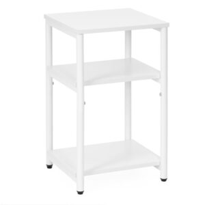 Noptiera cu 3 rafturi din PAL si cadru metalic, 35x31x59 cm, alb