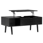Masuta de cafea cu blat rabatabil si spatiu de depozitare, cadru metalic si PAL, 100x50x43 cm, negru