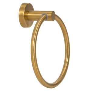 Suport metalic tip inel pentru prosop, inox cu finisaj lucios, diametru 17 cm, accesorii montaj incluse, auriu