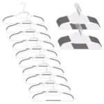 Set de 30 de umerase antiderapante pentru haine, din PE, cu carlig metalic rotativ, 41 cm, alb si gri