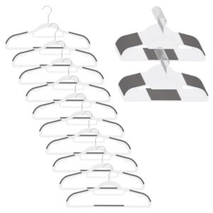 Set de 30 de umerase antiderapante pentru haine, din PE, cu carlig metalic rotativ, 41 cm, alb si gri