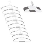 Set de 20 de umerase antiderapante pentru haine, din PE, cu carlig metalic rotativ, 41 cm, alb si gri