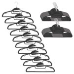 Set de 30 de umerase antiderapante pentru haine, din PE, cu carlig metalic rotativ, 41 cm, negru si gri