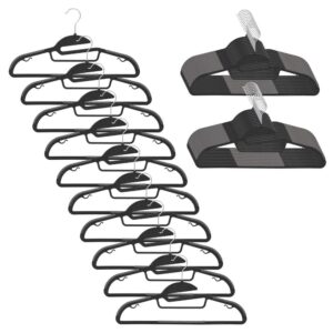 Set de 30 de umerase antiderapante pentru haine, din PE, cu carlig metalic rotativ, 41 cm, negru si gri