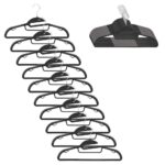 Set de 20 de umerase antiderapante pentru haine, din PE, cu carlig metalic rotativ, 41 cm, negru si gri