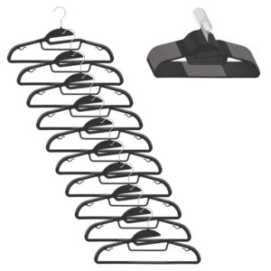 Set de 20 de umerase antiderapante pentru haine, din PE, cu carlig metalic rotativ, 41 cm, negru si gri