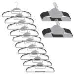 Set de 30 de umerase antiderapante pentru haine, din PE, cu carlig metalic rotativ, 41 cm, gri si negru