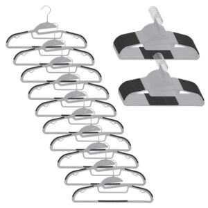 Set de 30 de umerase antiderapante pentru haine, din PE, cu carlig metalic rotativ, 41 cm, gri si negru