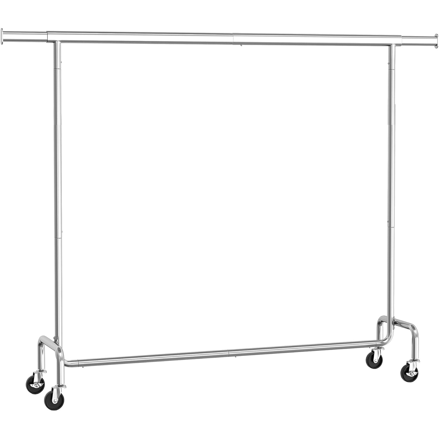 SONGMICS Suport haine cu roti, bara extensibila pentru umerase, structura metalica sarcina mare, 45x160-200x163 cm, argintiu