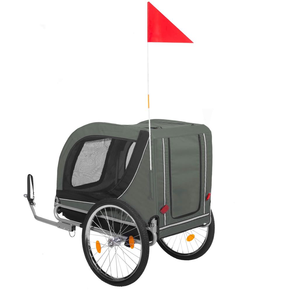 Remorca bicicleta pentru transport animale, cu acoperis impermeabil, maxim 40 kg, verde si negru - imagine 12