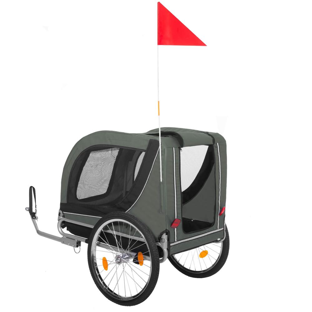 Remorca bicicleta pentru transport animale, cu acoperis impermeabil, maxim 40 kg, verde si negru - imagine 13