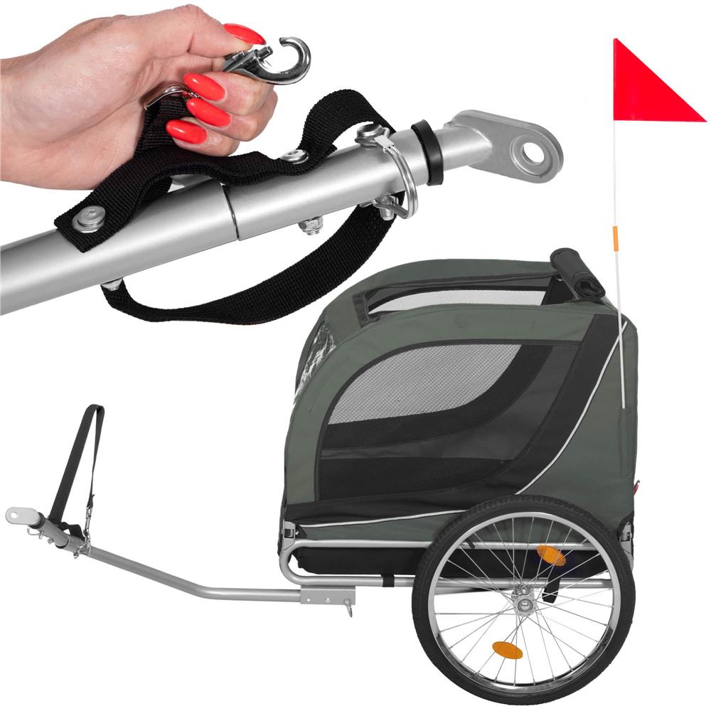 Remorca bicicleta pentru transport animale, cu acoperis impermeabil, maxim 40 kg, verde si negru - imagine 14