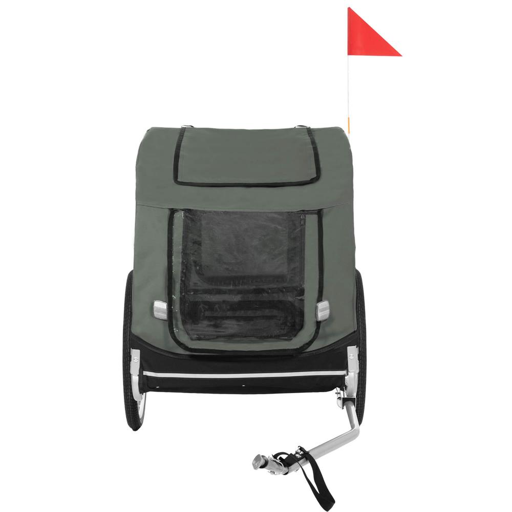 Remorca bicicleta pentru transport animale, cu acoperis impermeabil, maxim 40 kg, verde si negru - imagine 29