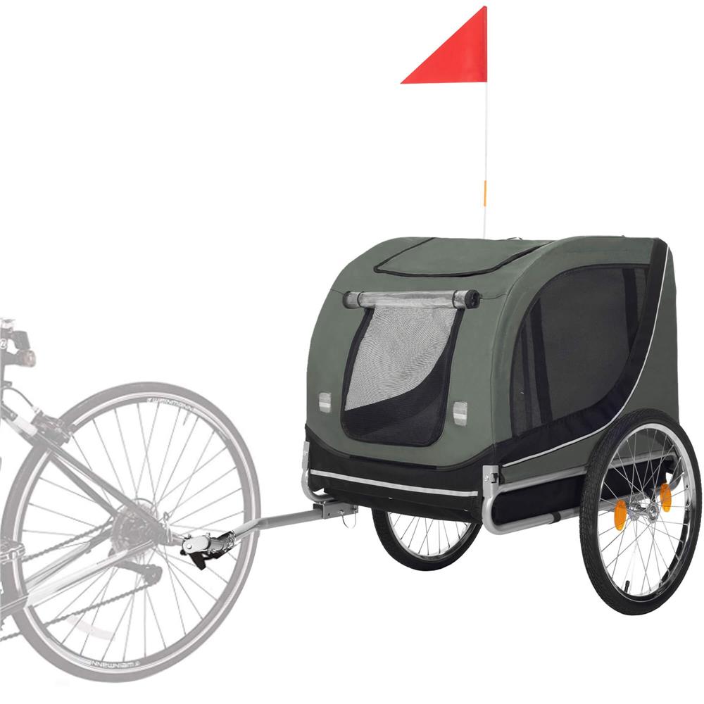 Remorca bicicleta pentru transport animale, cu acoperis impermeabil, maxim 40 kg, verde si negru - imagine 6