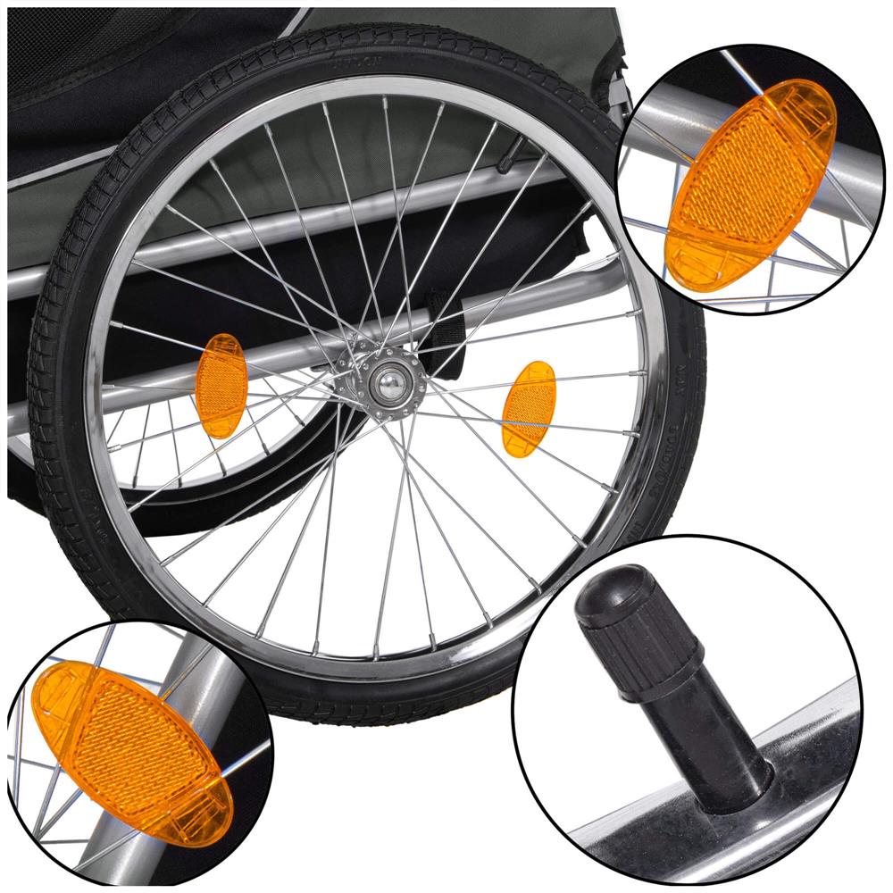 Remorca bicicleta pentru transport animale, cu acoperis impermeabil, maxim 40 kg, verde si negru - imagine 8