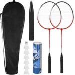 Set badminton 9 piese, 2 rachete metalice, 6 fluturasi si husa, 66 cm, multicolor