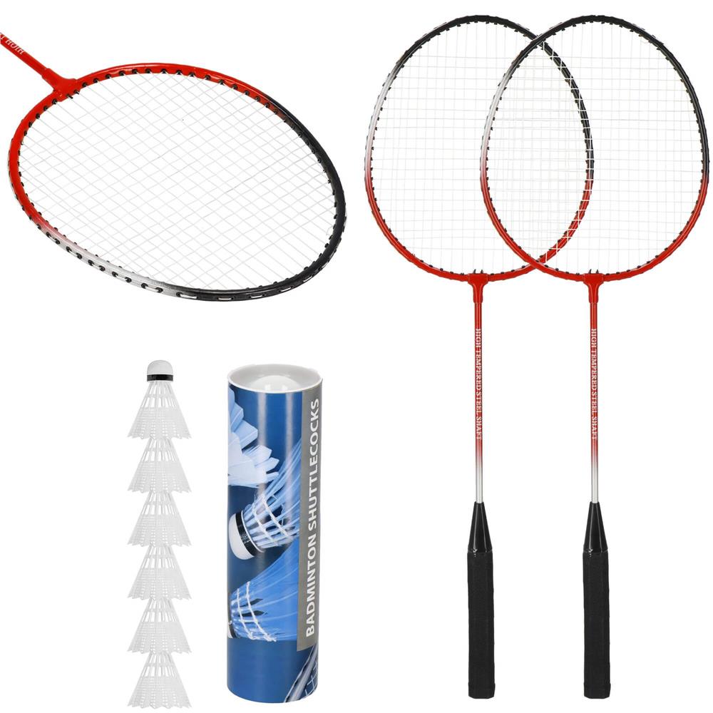 Set badminton 9 piese, 2 rachete metalice, 6 fluturasi si husa, 66 cm, multicolor - imagine 14