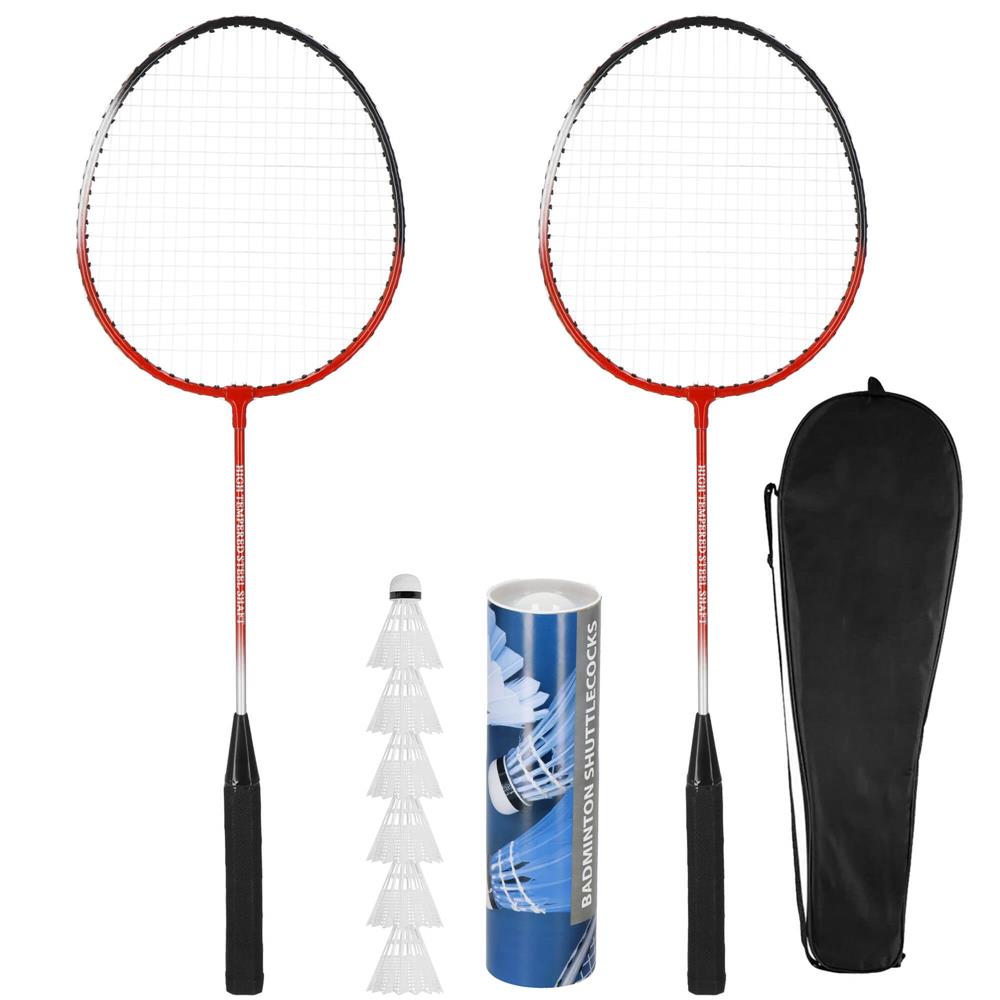 Set badminton 9 piese, 2 rachete metalice, 6 fluturasi si husa, 66 cm, multicolor - imagine 15