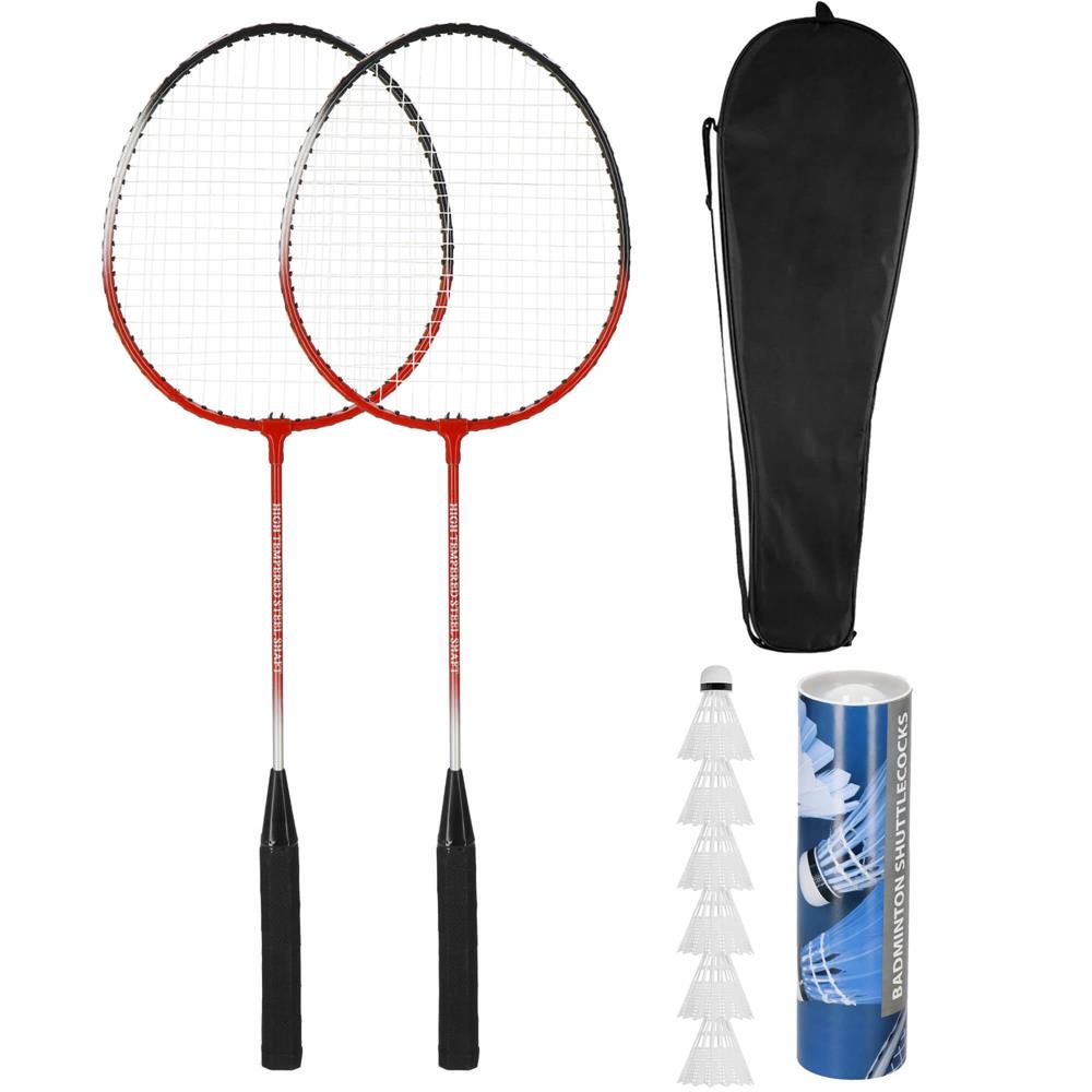 Set badminton 9 piese, 2 rachete metalice, 6 fluturasi si husa, 66 cm, multicolor - imagine 16