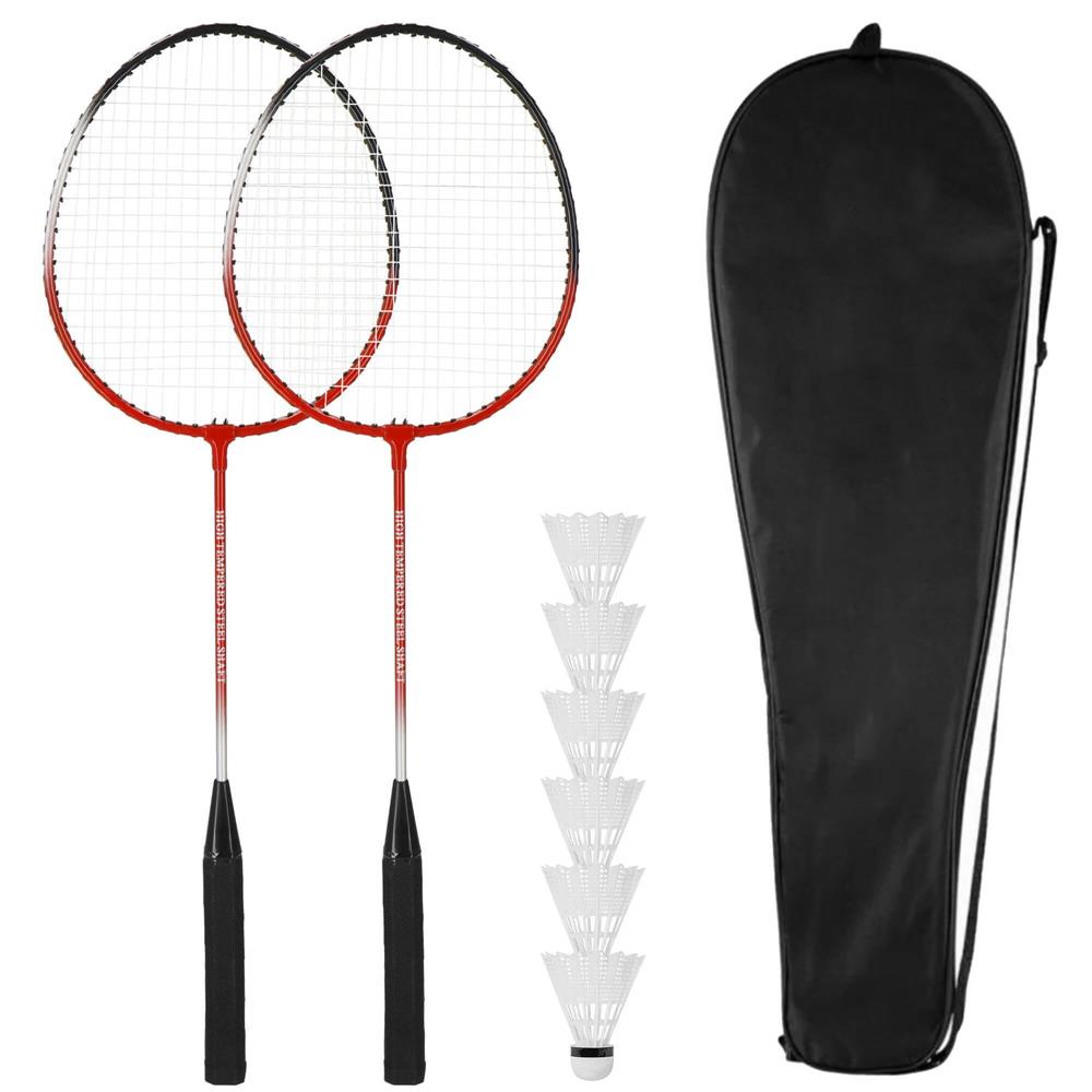 Set badminton 9 piese, 2 rachete metalice, 6 fluturasi si husa, 66 cm, multicolor - imagine 17