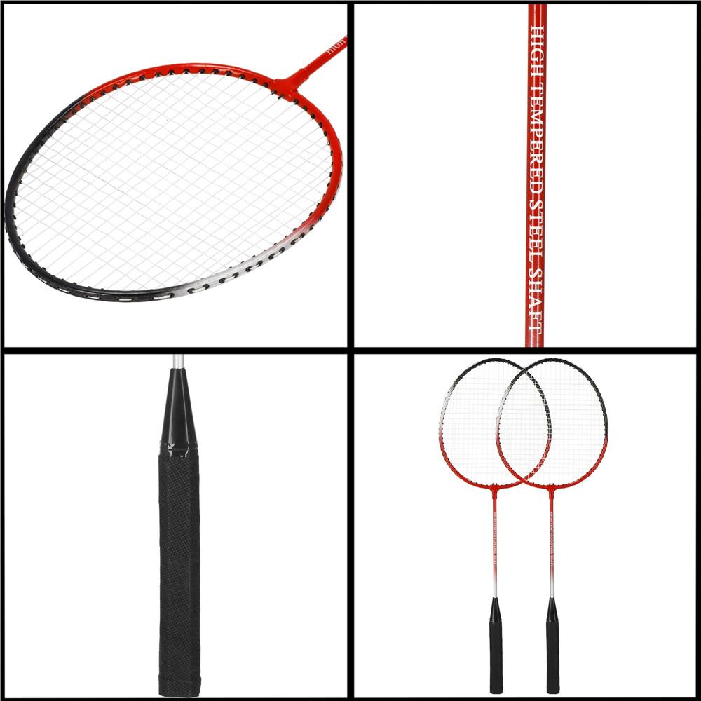 Set badminton 9 piese, 2 rachete metalice, 6 fluturasi si husa, 66 cm, multicolor - imagine 10