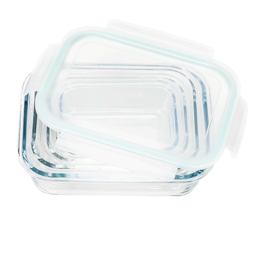 Set 4 recipiente din sticla termorezistenta, cu capac etans, BPA free, 350ml / 600ml / 1000ml / 1450ml , transparent - imagine 12