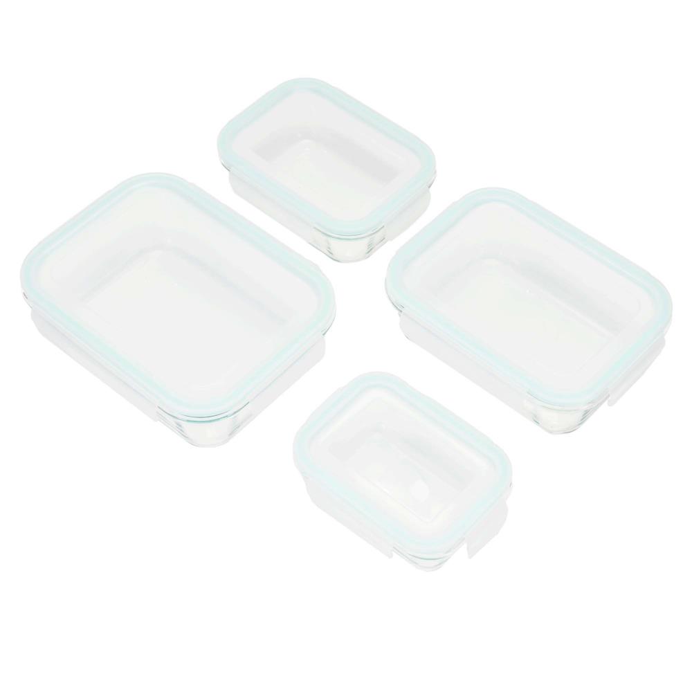 Set 4 recipiente din sticla termorezistenta, cu capac etans, BPA free, 350ml / 600ml / 1000ml / 1450ml , transparent - imagine 13