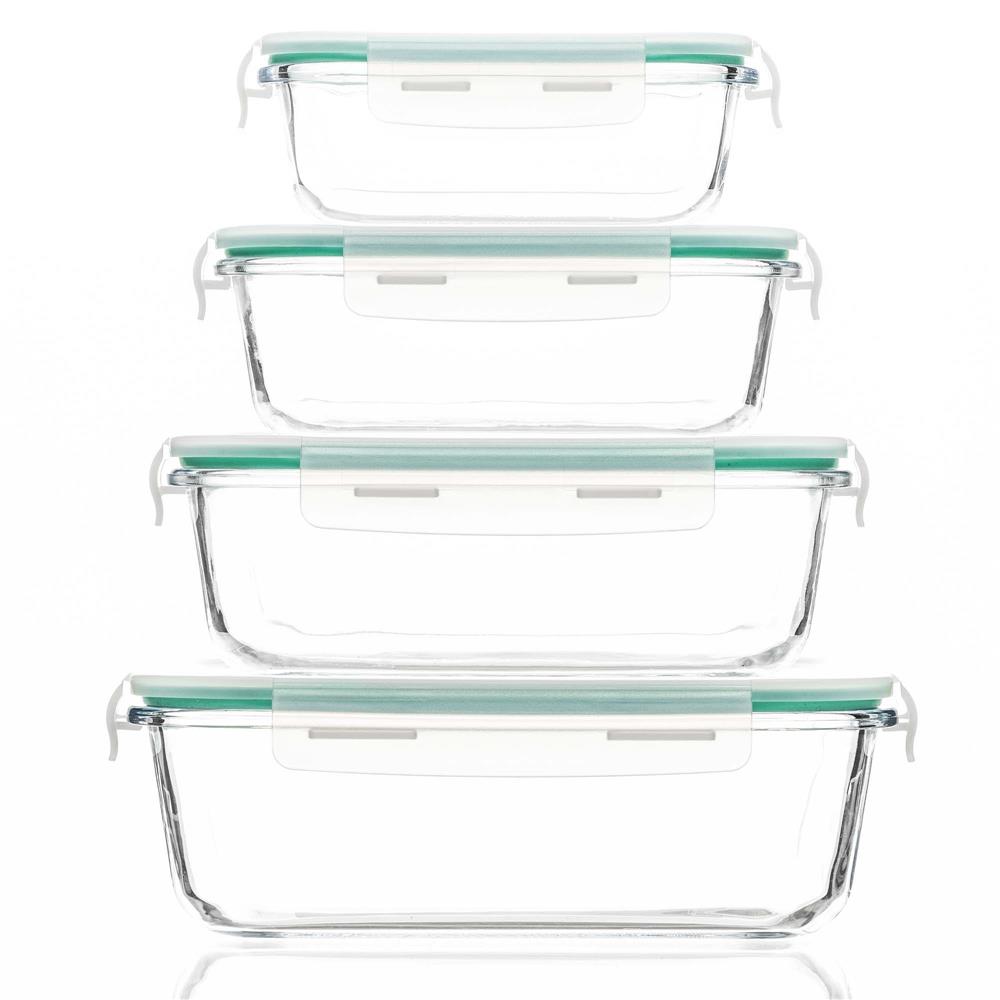 Set 4 recipiente din sticla termorezistenta, cu capac etans, BPA free, 350ml / 600ml / 1000ml / 1450ml , transparent - imagine 15