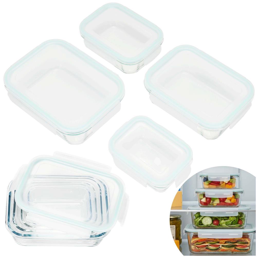 Set 4 recipiente din sticla termorezistenta, cu capac etans, BPA free, 350ml / 600ml / 1000ml / 1450ml , transparent - imagine 7