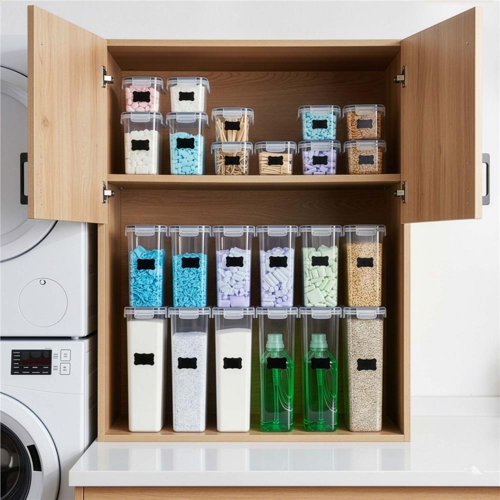 Set 24 recipiente ermetice pentru depozitarea alimentelor, cu capacitati de 0,8 L, 1,4 L, 2 L si 2,8 L, capace etanse, compatibile cu microunde, congelator si masina de spalat vase, transparent si gri - imagine 11