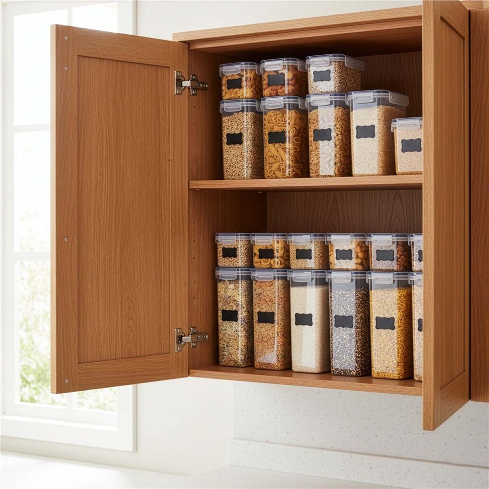 Set 24 recipiente ermetice pentru depozitarea alimentelor, cu capacitati de 0,8 L, 1,4 L, 2 L si 2,8 L, capace etanse, compatibile cu microunde, congelator si masina de spalat vase, transparent si gri - imagine 12