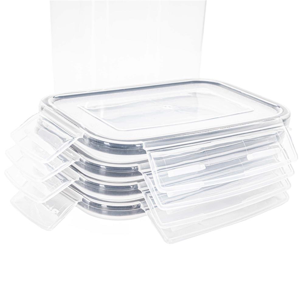 Set 24 recipiente ermetice pentru depozitarea alimentelor, cu capacitati de 0,8 L, 1,4 L, 2 L si 2,8 L, capace etanse, compatibile cu microunde, congelator si masina de spalat vase, transparent si gri - imagine 15