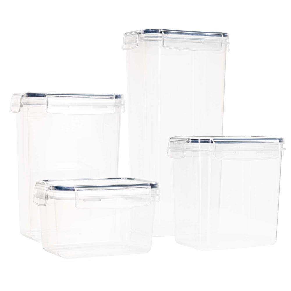 Set 24 recipiente ermetice pentru depozitarea alimentelor, cu capacitati de 0,8 L, 1,4 L, 2 L si 2,8 L, capace etanse, compatibile cu microunde, congelator si masina de spalat vase, transparent si gri - imagine 18