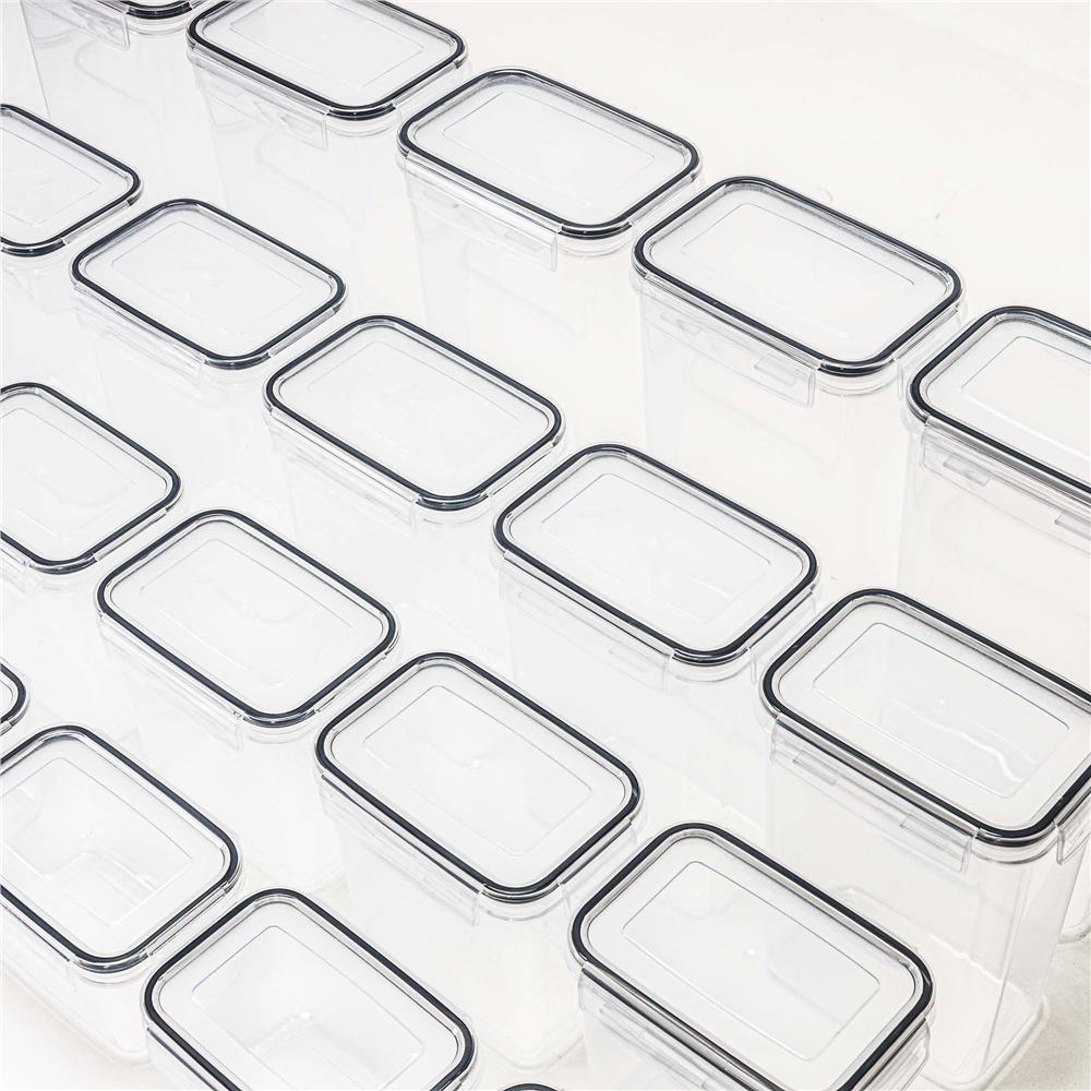 Set 24 recipiente ermetice pentru depozitarea alimentelor, cu capacitati de 0,8 L, 1,4 L, 2 L si 2,8 L, capace etanse, compatibile cu microunde, congelator si masina de spalat vase, transparent si gri - imagine 7