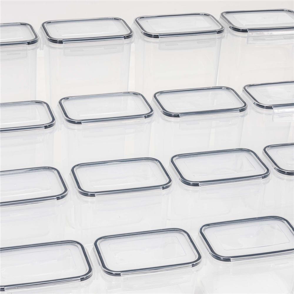 Set 24 recipiente ermetice pentru depozitarea alimentelor, cu capacitati de 0,8 L, 1,4 L, 2 L si 2,8 L, capace etanse, compatibile cu microunde, congelator si masina de spalat vase, transparent si gri - imagine 8
