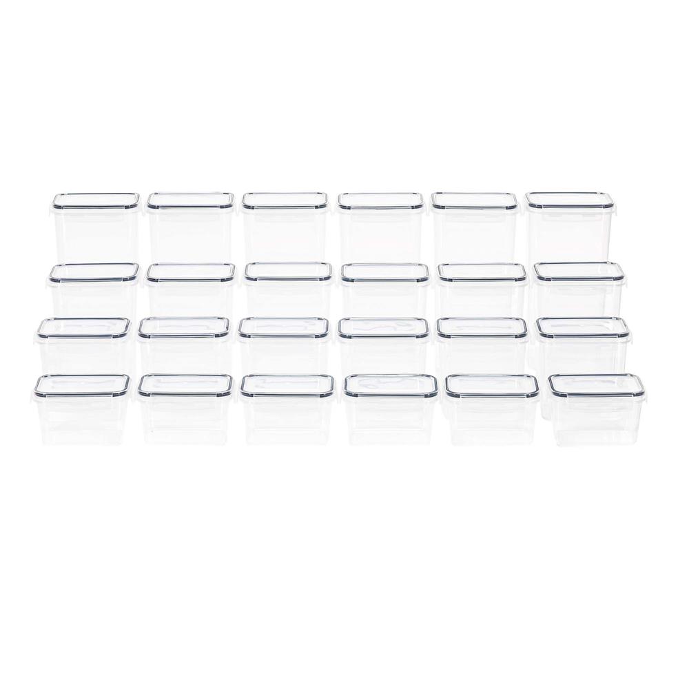 Set 24 recipiente ermetice pentru depozitarea alimentelor, cu capacitati de 0,8 L, 1,4 L, 2 L si 2,8 L, capace etanse, compatibile cu microunde, congelator si masina de spalat vase, transparent si gri - imagine 9