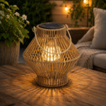 Lampion solar exterior LED, 19 cm, iluminare ambientala, incarcare solara, maro