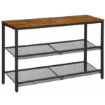 VASAGLE Etajera pantofi cu 3 niveluri, rafturi metalice reglabile si blat superior, stil industrial, 75x28x53 cm, maro rustic