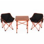 Set camping pliabil masa si 2 scaune, cadru otel, material Oxford 600D, 55x47x66 cm, negru