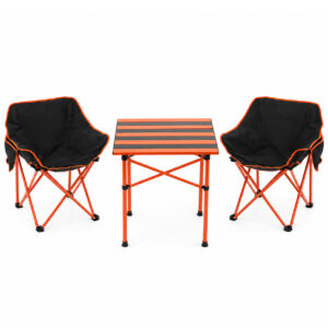 Set camping pliabil masa si 2 scaune, cadru otel, material Oxford 600D, 55x47x66 cm, negru