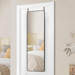 SONGMICS Oglinda mare de perete sau usa, rama aluminiu si sticla securizata, 120x40 cm, negru