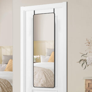 SONGMICS Oglinda mare de perete sau usa, rama aluminiu si sticla securizata, 120x40 cm, negru