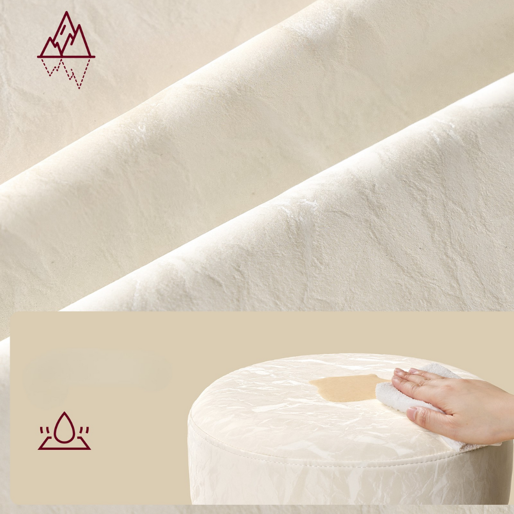 VASAGLE Taburet pentru masa machiaj, reglabil pe inaltime, rotativ 360°, sezut capitonat, 39x39x58 cm, alb crem - imagine 5