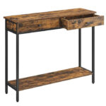 VASAGLE Masa consola pentru hol cu 2 sertare, stil industrial, PAL si cadru metalic, 100x30x80 cm, maro rustic