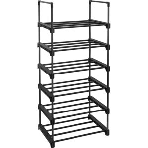 SONGMICS Raft pantofi 6 niveluri, 12 perechi incaltaminte, structura metalica, 45x30x106 cm, negru