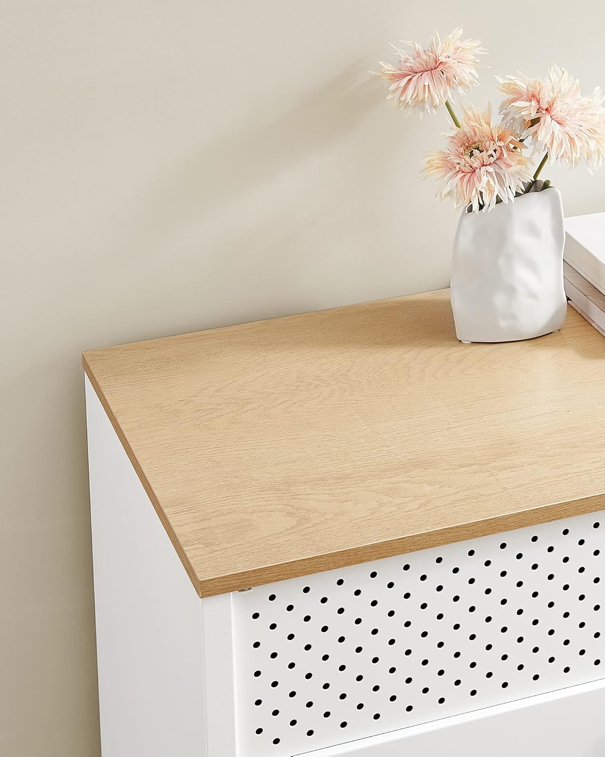 SONGMICS Dulap depozitare metalic cu 2 usi, raft reglabil, cadru otel, stil industrial, 80x40x76 cm, alb si bej - imagine 8