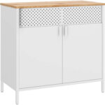 SONGMICS Dulap depozitare metalic cu 2 usi, raft reglabil, cadru otel, stil industrial, 80x40x76 cm, alb si bej