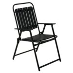 Scaun gradina pliabil cu cadru metalic si sezut PP, maxim 110 kg, 63x55x90 cm, negru